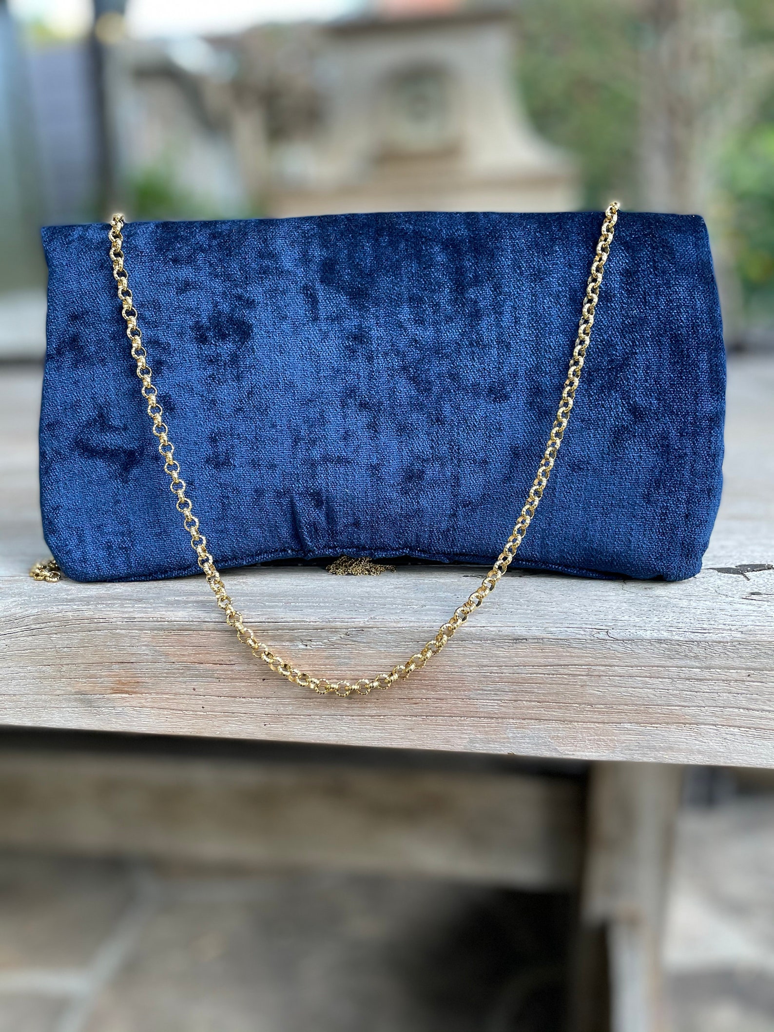 Beautiful blue velvet handbag and evening handbagcrossbody Etsy