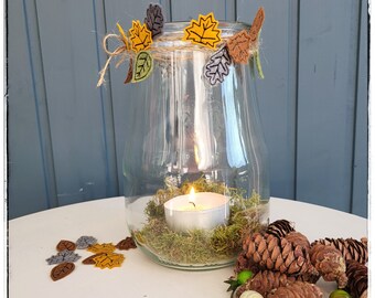 Mason jar lantern leaf confetti