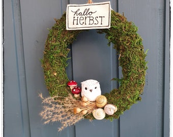 Autumn wreath owl, door wreath