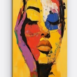 I&#39;m Cute - Oil on Canvas - Original Painting - Figurative Face Abstract Painting by Twanda Martin