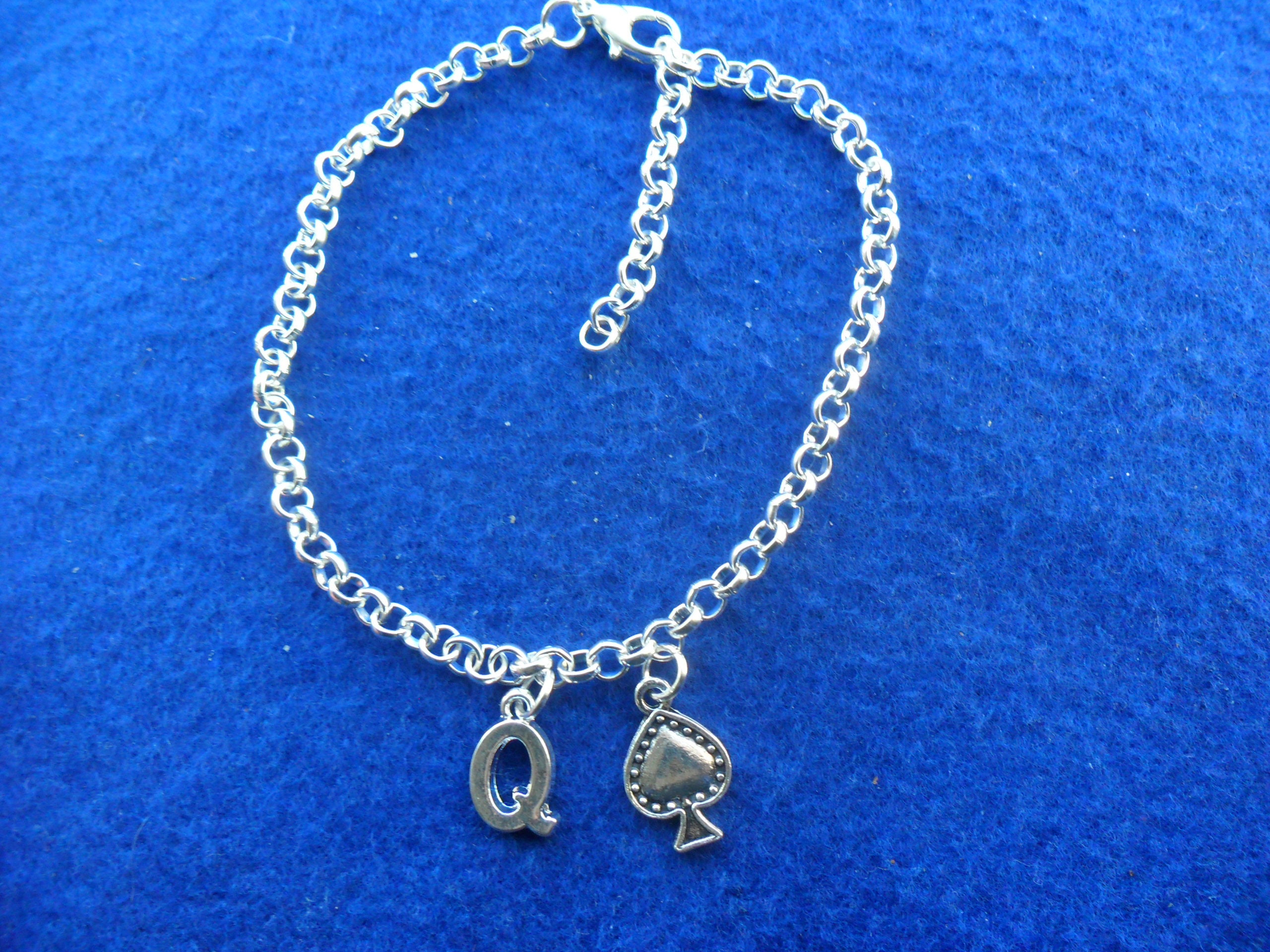 Queen of Spades wrist bracelet or ankle bracelet choose size Etsy