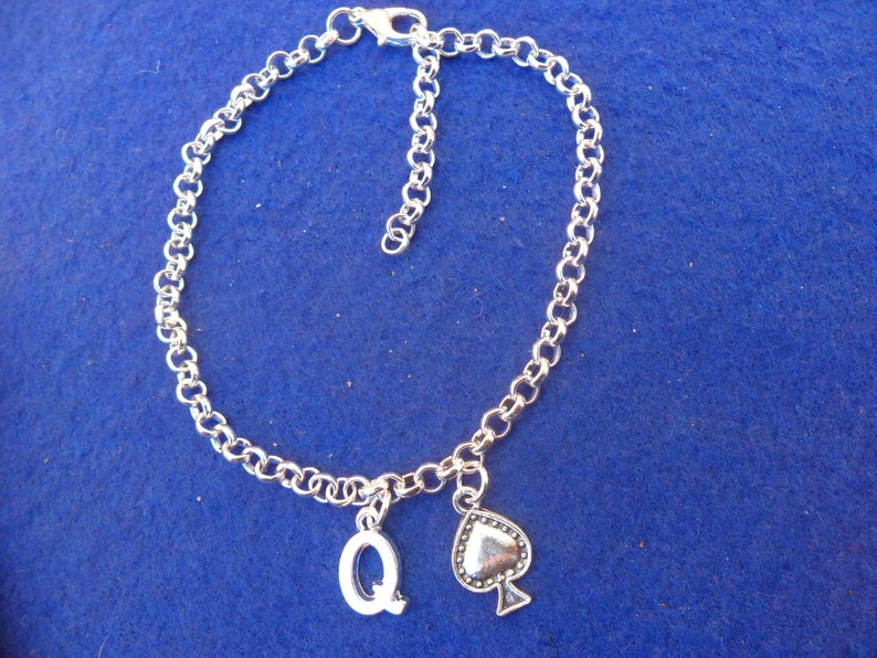 Queen of Spades wrist bracelet or ankle bracelet choose size Etsy