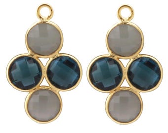 Pendientes artesanales chapados en oro con piedras preciosas, calcedonia y topacio, joyería DIY