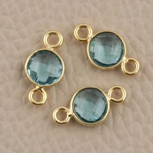 Blue Topaz Round Gemstone Double Bail Bezel Connectors, 24K Gold Plated  Link Connectors, Wholesale Jewelry Supply Making DIY Jewelry (BR6D)
