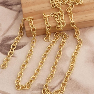 Gold Rope Cable Chain | Twisted Textured Oval Link Chain for Jewelry Making | Bulk Necklace Chain by the Inches | DIY Craft Supplies Jewelry