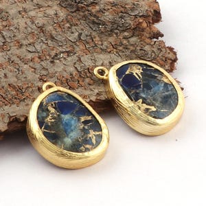 Gold Mohave Turquoise Earring Charms, Copper Mohave Components For Making Craft Jewelry.
