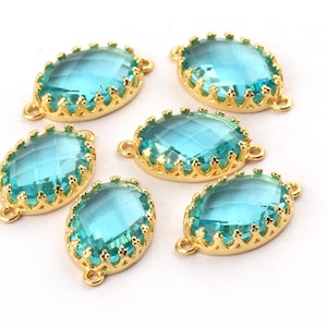 Gold Plated Hydro Quartz Gemstone Connector, Prong Set Gemstone, Double Bail Charm For Jewelry Makings, Earring Findings Jewelry GJ-1025