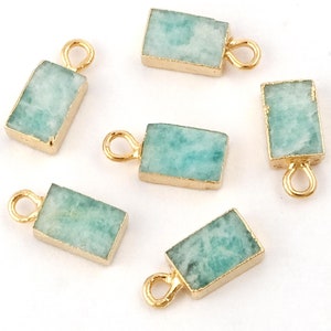Natural Multi Gemstone Connectors, Single Bail Rectangle Shape Charm Connector, Gold Electroplated Handmade Wholesale Link Connector GJ-2331