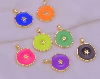 Enamel Starburst Pendant | Gold Plated Celestial Charm