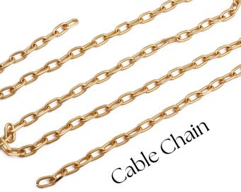 18K Gold Plated Cable Link Chain Necklace, Jewelry Making
