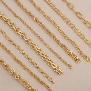 Gold Plated Rolo Cable Chain, Round Link Brass Chain for Jewelry Making, Delicate Gold Chain by Foot, DIY Necklace Bracelet Chains Gifts.