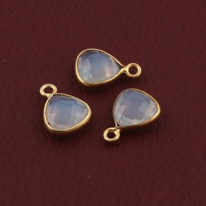 8 mm Trillion Shape Connector Earring Charms - Amethyst & Different Gemstone Bezel - Gold Plated Bezel Station DIY Connectors Pendant (BT8S)