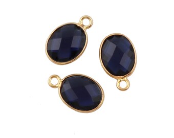 Gold Plated Iolite Quartz Connector Charms, Jewelry Making