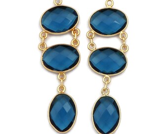 Topaz, Prehnite, Multi Gemstone Diy Earring, Components Earring Connector, Gold Plated Mix Shape Earrings Fashion Jewelry Supplies (A-7268)