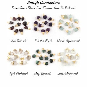 Raw Gemstone Gold Electroplated Charms, Rough Birthstone Charms Pendants, Wholesale Lot Charms, 1132