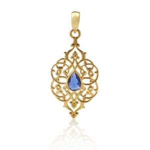 Iolite Quartz Pear Shape Connector, Gold Plated Single Bail Charm, Hydro Gemstone, Jewelry Supply, Necklace Charm 2754