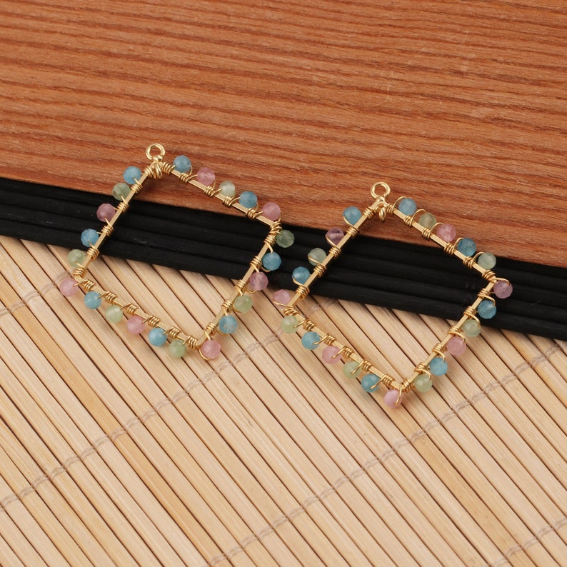 Chalcedony With Multi Gemstone Beads Earring Gold Plated Earrings Connector Wire Wrapped Earrings Single Bail Earrings GJ-1013 Peridot