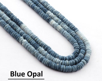 Schattige Blauopal Heishi Perlen - 5-6 mm Glatte Rad Form DIY Perlen - Blaue Opal Lose Edelstein Stränge Perlen - Handarbeit (TB-35)