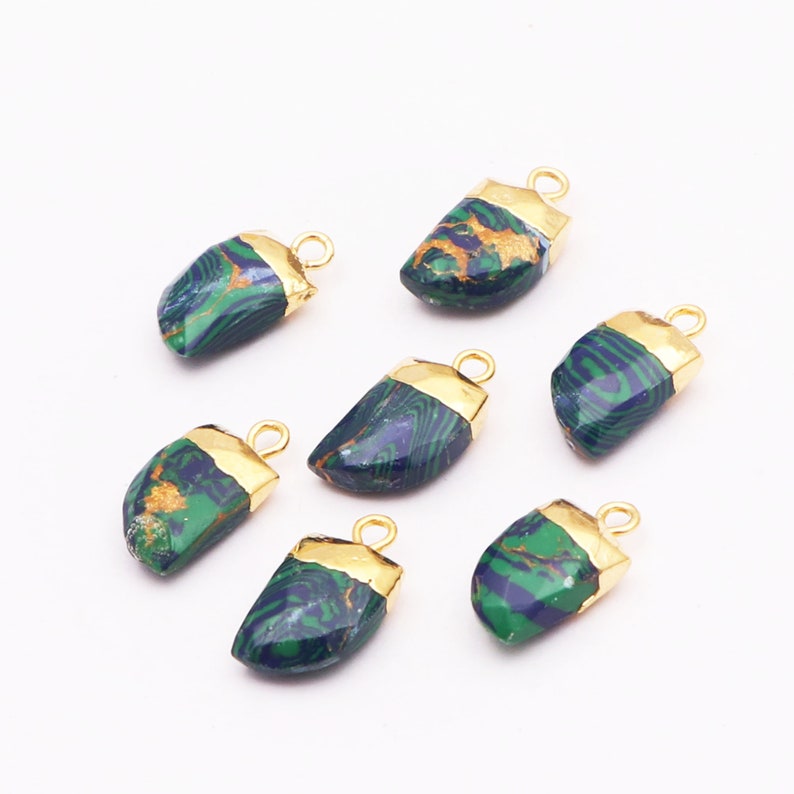 Single Bail Connector Tiger Nail Shape Gold Electroplated Charm Components Pendant Connectors GJ-5765 Green Howlite Turquoise Gemstone