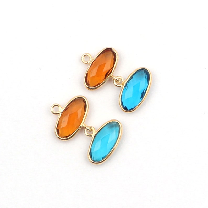 Toumaline /& Swiss Topaz Earring Components Pair Making Earrings Bezel Gemstone Connector Charm Making Jewelry GJ-5091