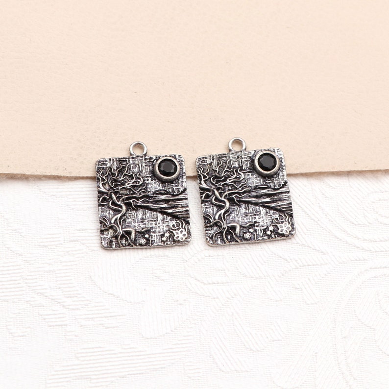 Topaz A-14590 Onyx Gemstone Earring Connector Single Bail Connect DIY Components Earrings Pairs Oxidized Earrings Women Earrings Jewelry
