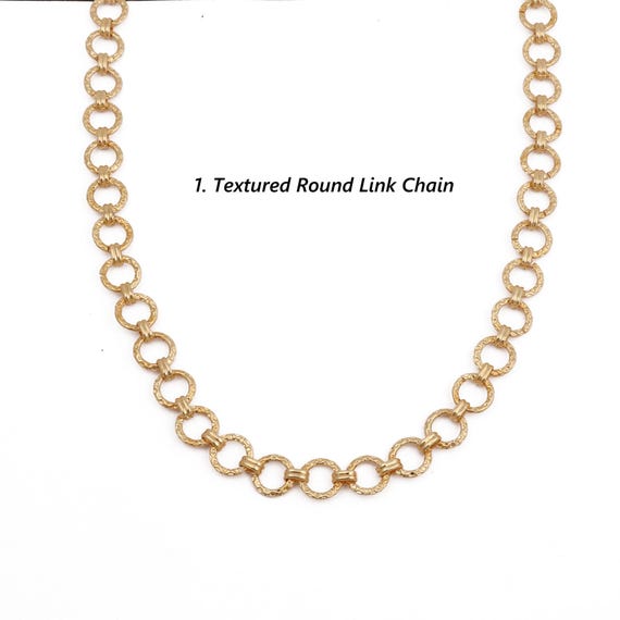18K Gold Plated Cable Chain, Textured Link Necklace, DIY Jewelry