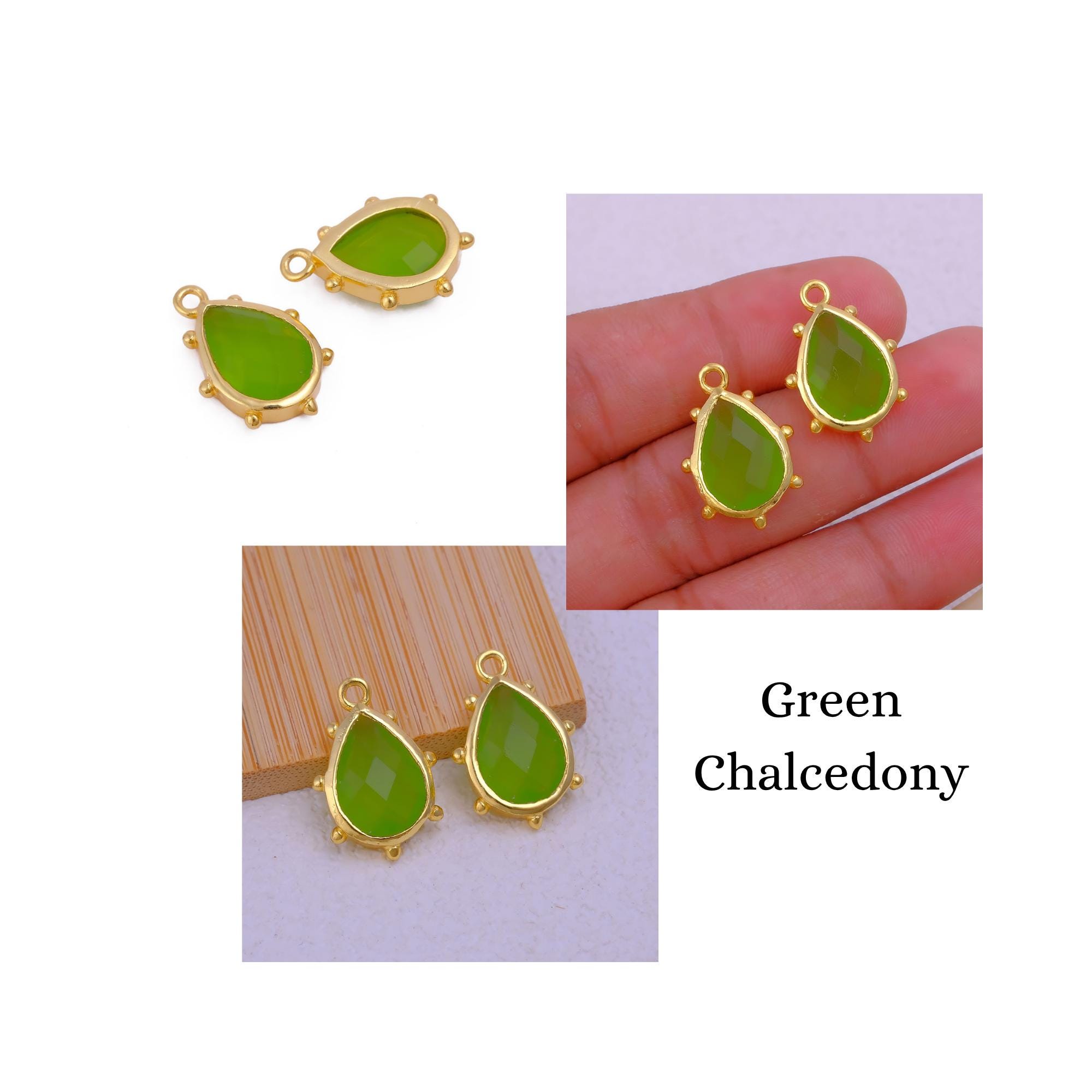 14kgf 天然石プチチャーム.⋆⟡ イエローグリーン 18K Gold 10x14 Mm Gemstone Bezel Pear Shape Charm, Jewelry Makings
