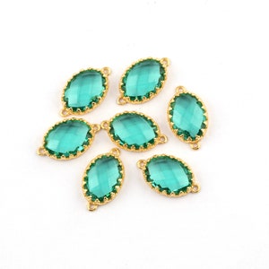 Prong Setting Connector Apatite Gemstone Gold Plated Connector Double Bail Connect Oval Shape Connectors Handmade Jewelry Supplies (GJ-1025)
