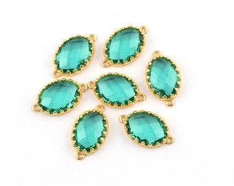 Handmade Gold Plated Apatite Connector: Oval Double Bail Jewelry Supply