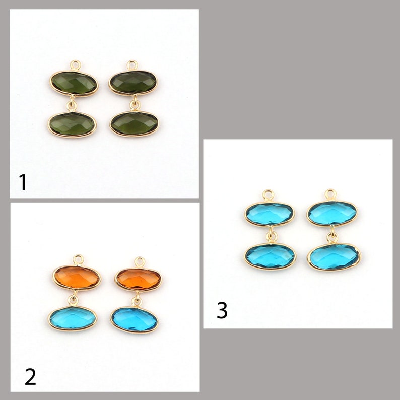 Toumaline /& Swiss Topaz Earring Components Pair Making Earrings Bezel Gemstone Connector Charm Making Jewelry GJ-5091