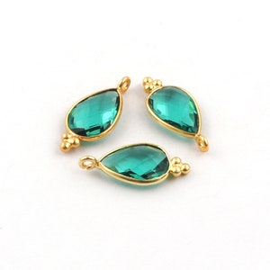 Handmade Apatite Pear Connector – Gold Plated Bezel Jewelry Supply