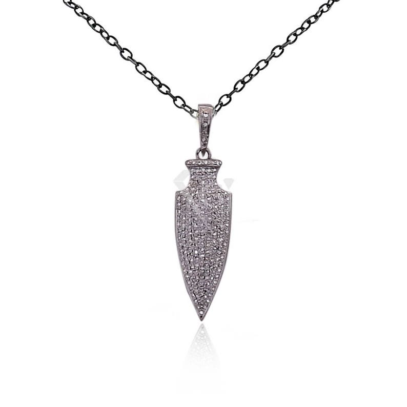 Arrowhead Pendant Pave Diamond Arrowhead Pendant DBDS-016 Arrowhead Antique Finish Pendant