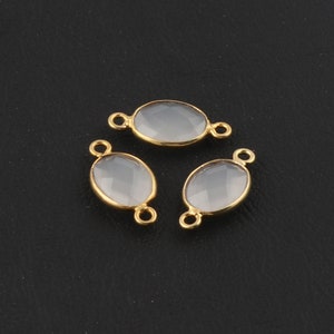 Moonstone Gold Plated Oval Shape Bezel Connector, Handmade Double Bail Bracelets Connector Charms BO10D