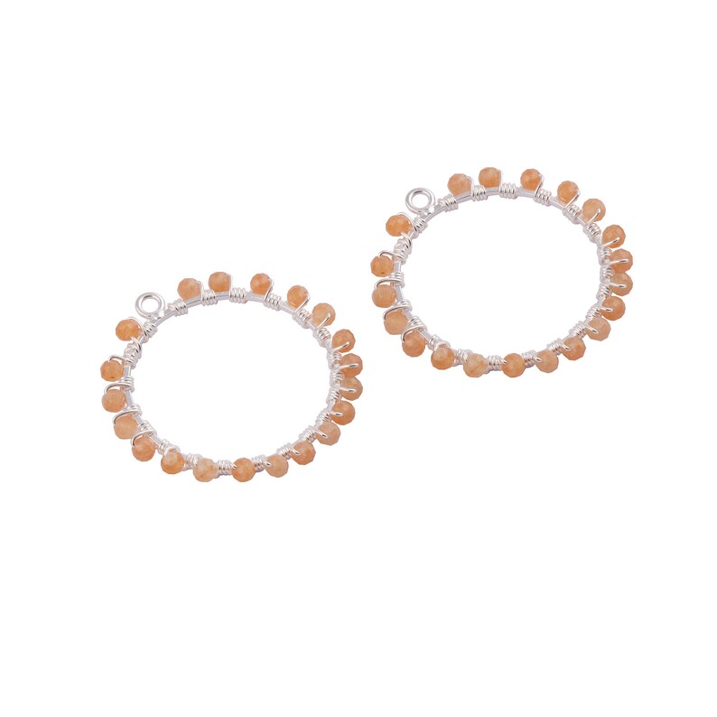 GJ-1019 Cats-Eye /& Moonstone Gemstone Beads Earring Silver Plated Round Earrings Connector Wire Wrapped Single Bail DIY Earrings Peridot