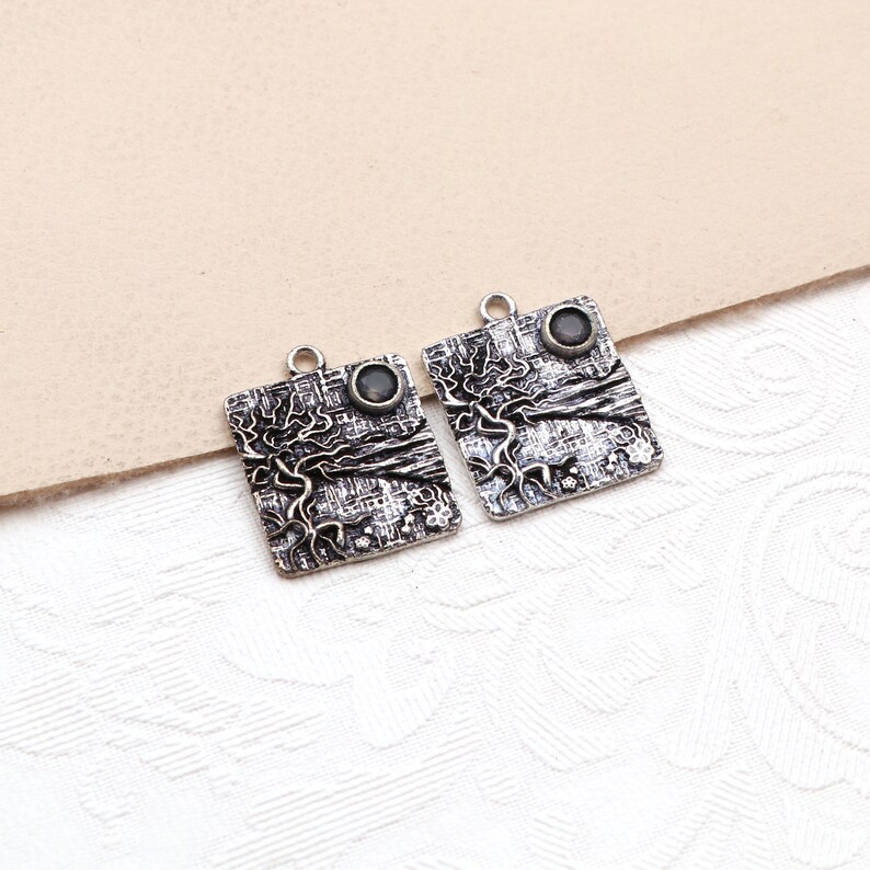 Topaz A-14590 Onyx Gemstone Earring Connector Single Bail Connect DIY Components Earrings Pairs Oxidized Earrings Women Earrings Jewelry