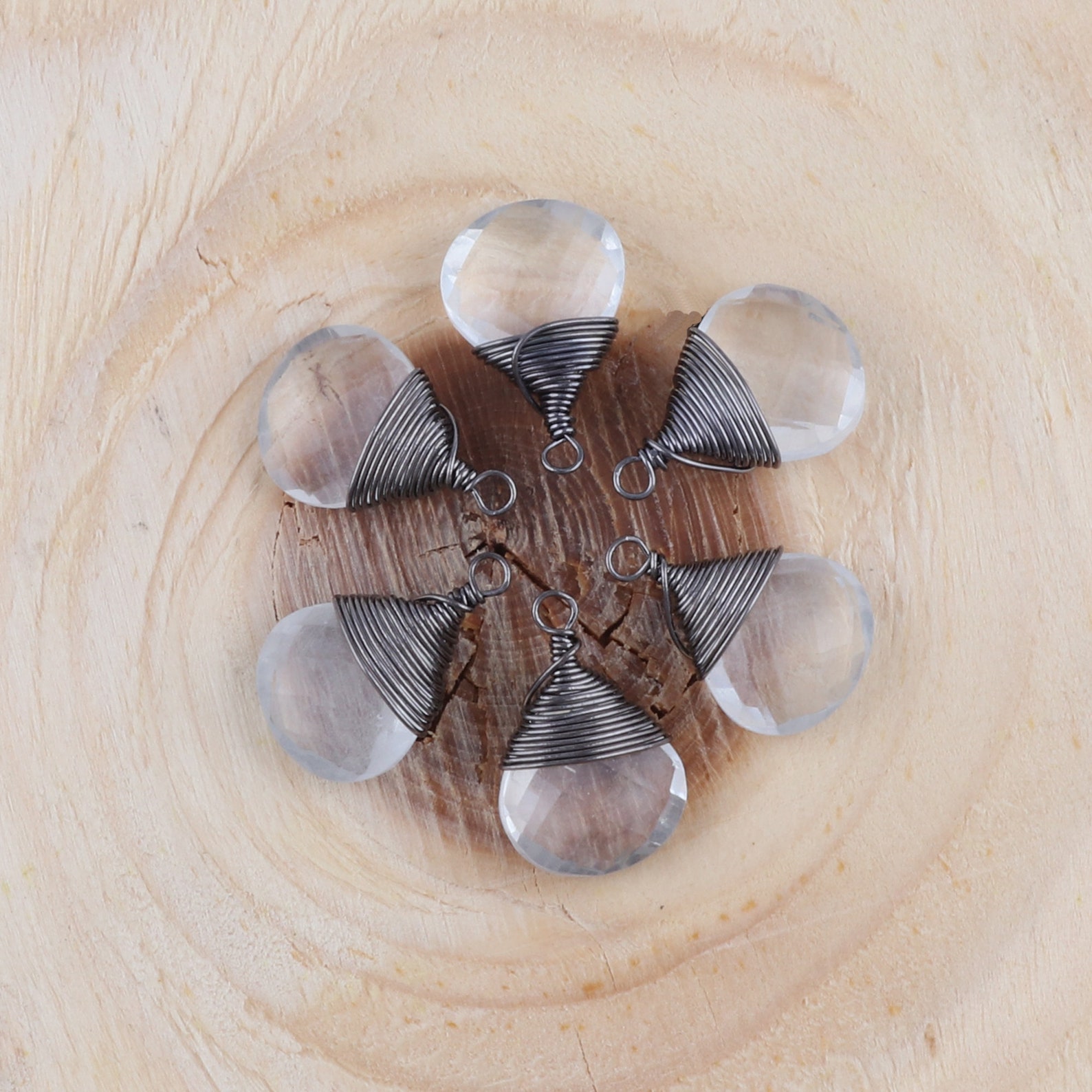 Gold Wire Wrapped Pendant Connectors Crystal Quartz Gemstone Etsy