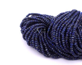 Lapis Lazuli Rondell Perlen, 3-4mm Mikro facettierten Edelsteinperlen 13&quot; Zoll lang.  (BDS3-13)