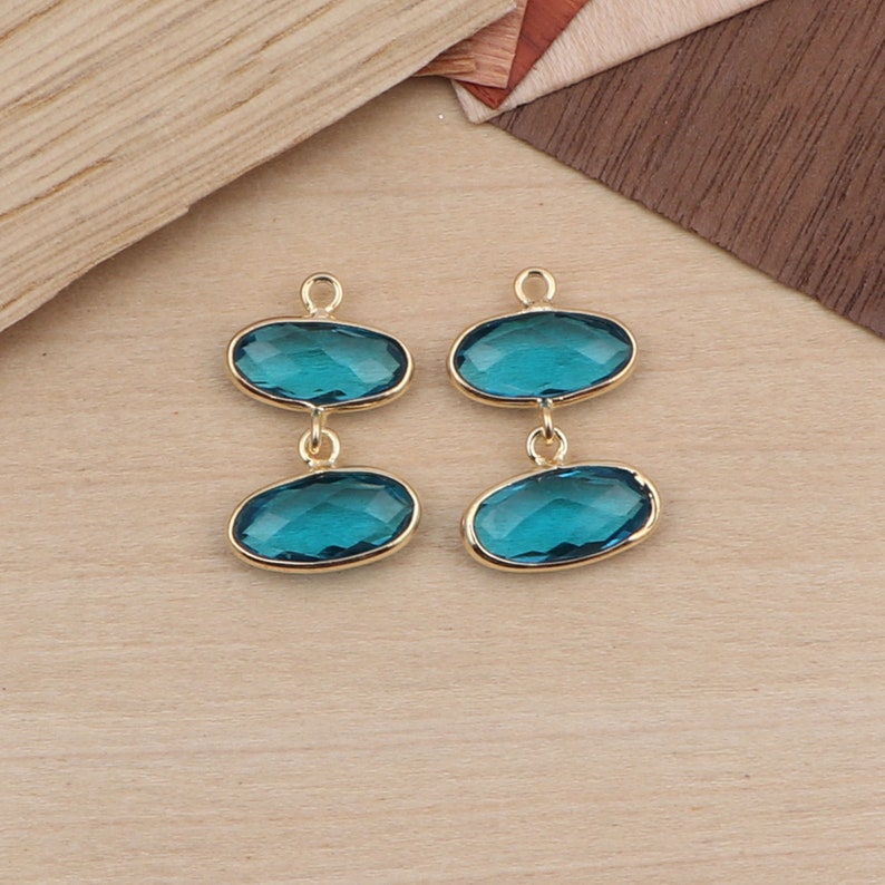 Toumaline /& Swiss Topaz Earring Components Pair Making Earrings Bezel Gemstone Connector Charm Making Jewelry GJ-5091
