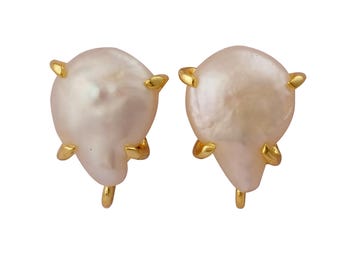 Handmade Gold Plated Freshwater Pearl Stud Earrings