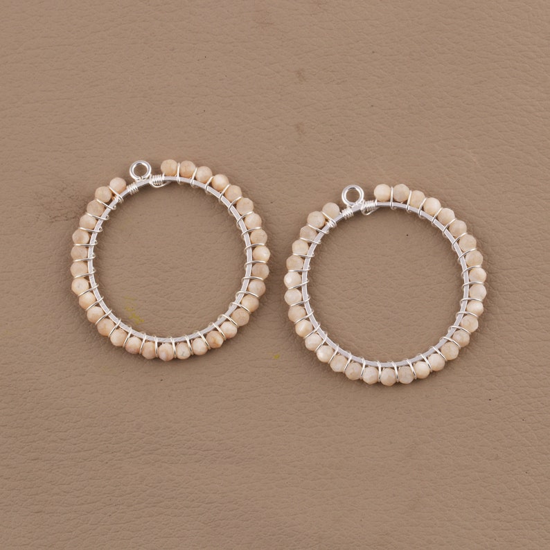 GJ-1019 Cats-Eye /& Moonstone Gemstone Beads Earring Silver Plated Round Earrings Connector Wire Wrapped Single Bail DIY Earrings Peridot