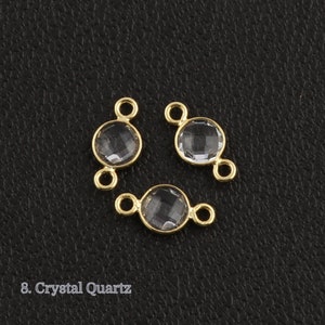 Round Gemstone Connector Charms, Gold Plated Bail Connectors Making Pendants, Necklace, Agate, Chalcedony, Bezel Finding Supply Jewelry BR6D