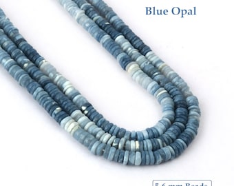5-6 mm Blauer Opal Reifen Perlen, schlichte polierte Radform Heishi Perlen Stränge, Imperial Edelstein lose Perlen machen Großhandel Schmuck BT-17