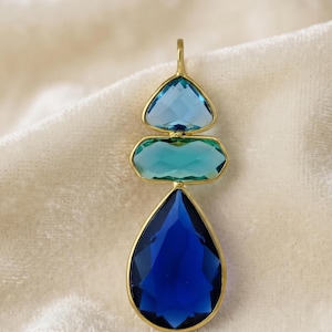 Blue Iolite Pear Shape Bezel Pendant, Apatite And Topaz Gemstones Charms, DIY Gemstone for Earring Component And Necklace Supplies 5679