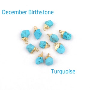 December Birthstone, Gold Electroplated Connector, Turquoise Gemstone Connectors, Natural Rough Gemstone Connectors DIY Jewelry (GJ-1132)