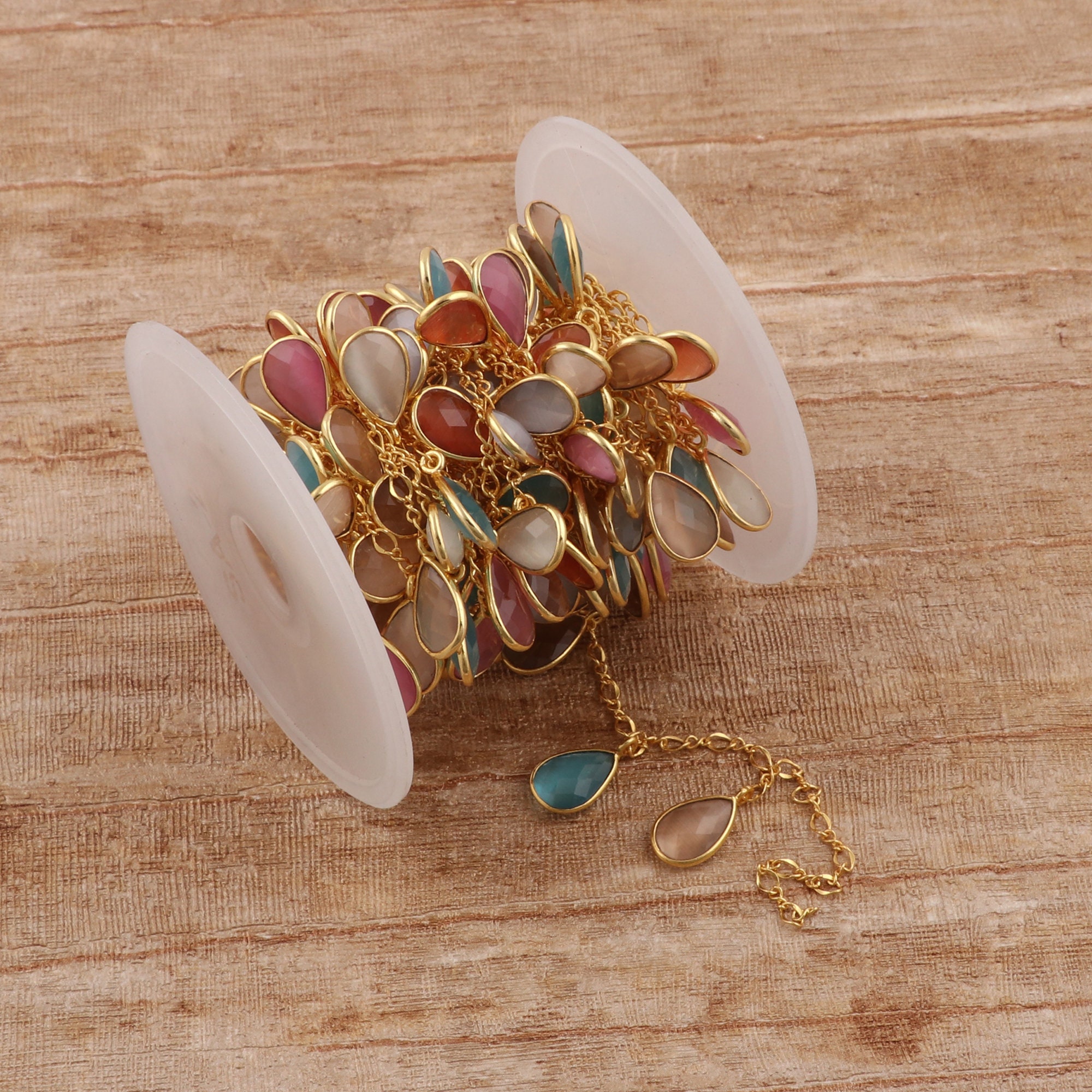 Multi Color Katzen-Auge Edelstein Kette Teardrop Lünette ...