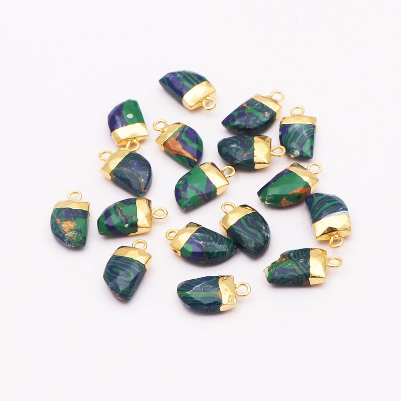 Single Bail Connector Tiger Nail Shape Gold Electroplated Charm Components Pendant Connectors GJ-5765 Green Howlite Turquoise Gemstone