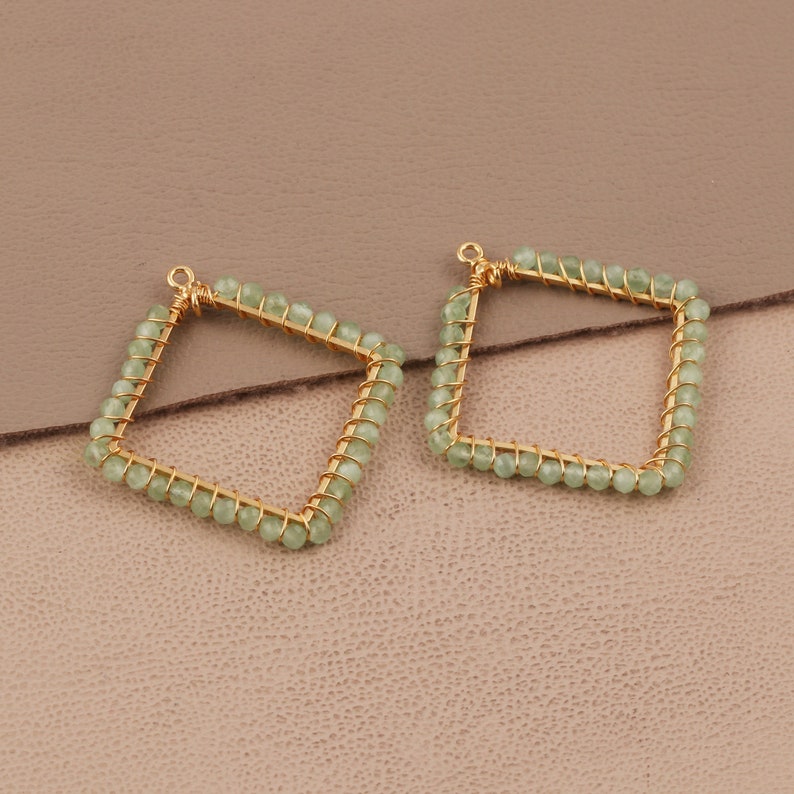 Chalcedony With Multi Gemstone Beads Earring Gold Plated Earrings Connector Wire Wrapped Earrings Single Bail Earrings GJ-1013 Peridot