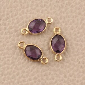 Lila ametist ädelstensknut: Förgylld bezellänk (6 x 8 mm)