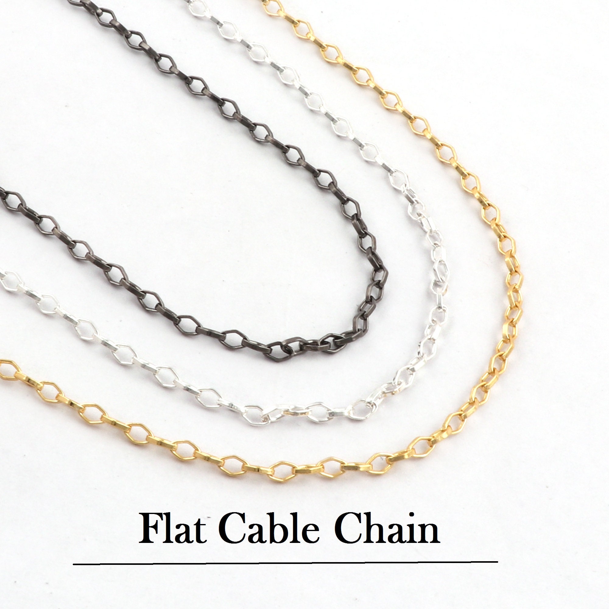 Flat Cable Chain Unfinished Necklace Making Chains Metal Etsy UK