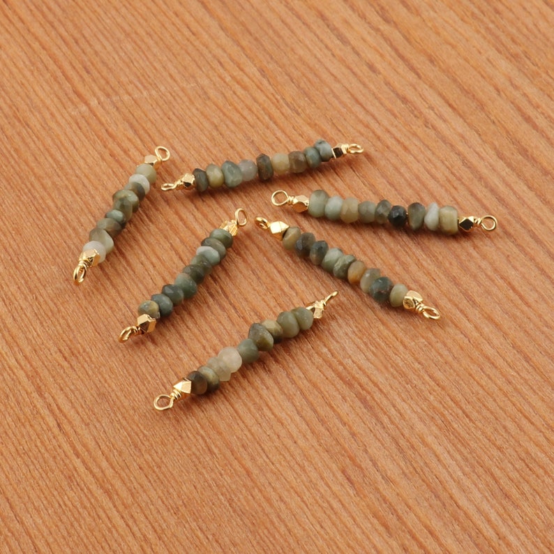 Natural Amazonite Emerald /& Different Gemstone Connector Gold Plated Connectors GJ-1284 DIY Connectors Wire Wrapped Beaded Connectors